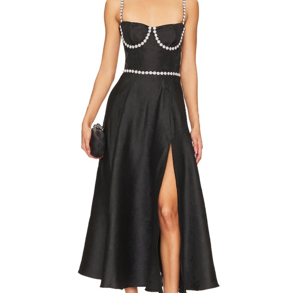 V. Chapman Dresses & Skirts - V. Chapman Black Embellished Midi Dress